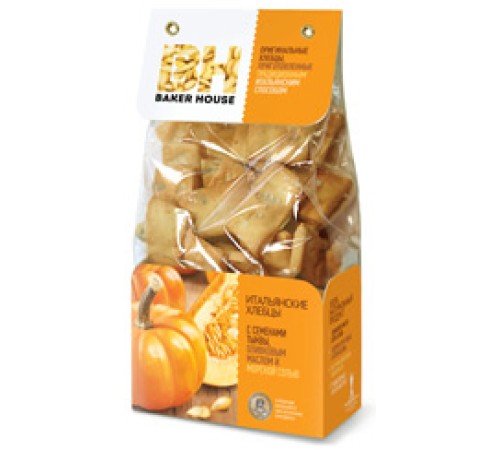 Итальянские хлебцы Baker House с Семенами тыквы,олив.маслом и морской солью 250г*7
