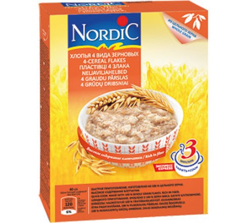 Хлопья 4 злака  Нордик 500гр*12