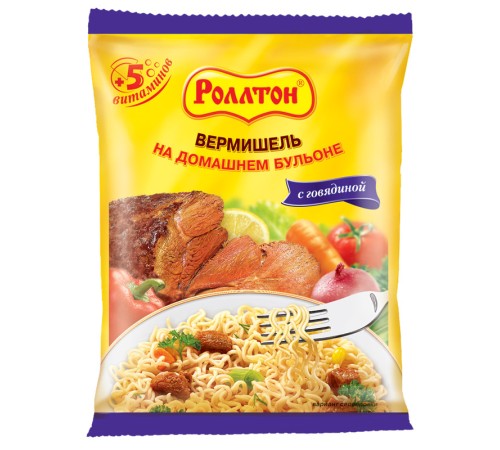 Вермишель б/п"Роллтон" 60г*42 Говядина