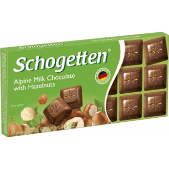 Шоколад Schogetten 100г*15 Alpine Milk Chocolate With Hazelnuts Молочный с фундуком