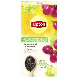 Липтон чай 25пак*1,5г(12шт) Черный с цветами липы и ароматом винограда