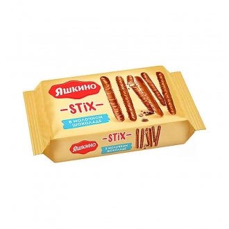 Печенье палочки Яшкино 130г*24 STIX в клубнич.- шок.глазури