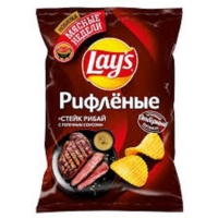 Лейс  140 г*19 чипсы рифленые Стейк Рибай переч соус