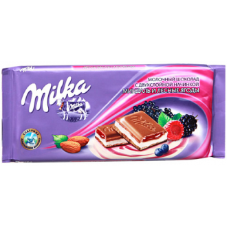 Милка шоколад 80гх20шт. Миндаль/Лесн.ягоды